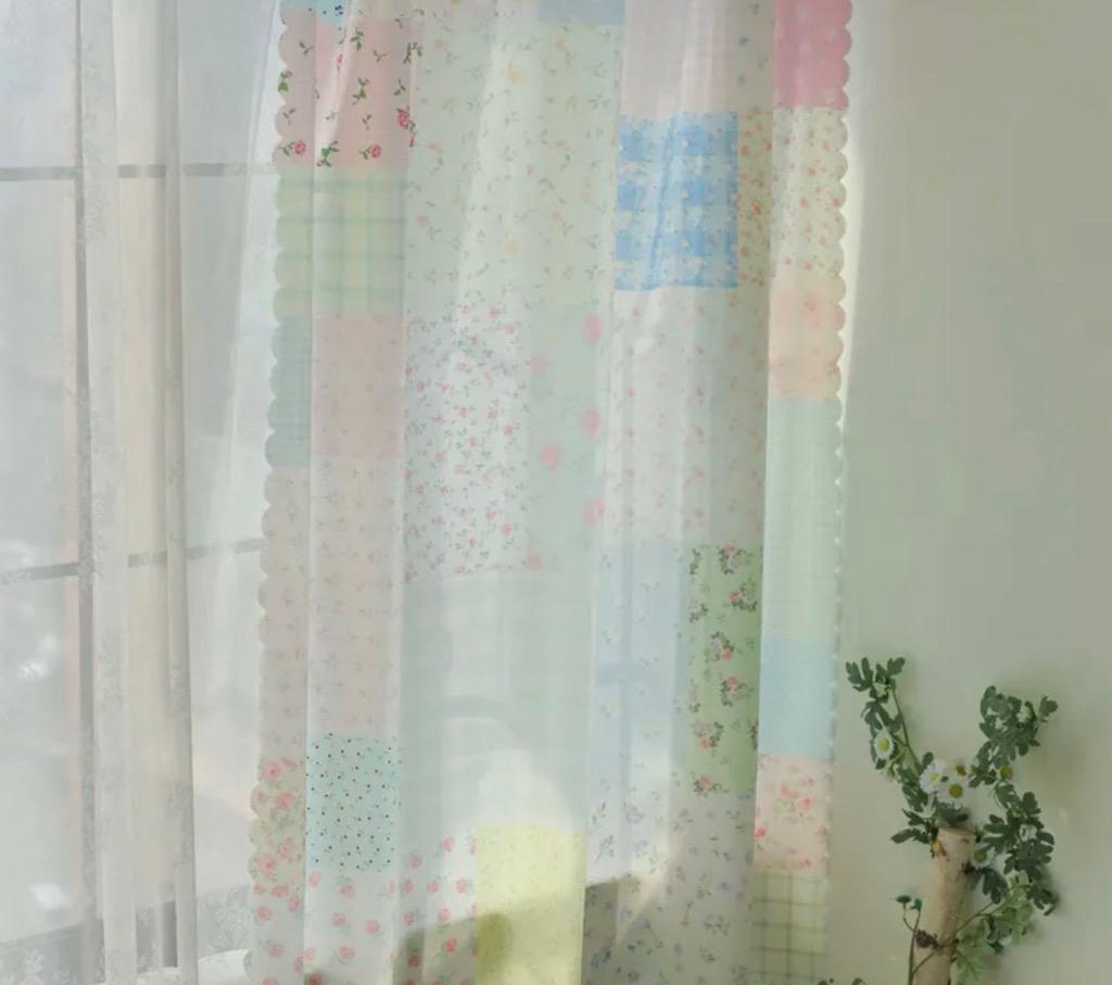 꽃무늬 빈티지 패치워크 커텐 