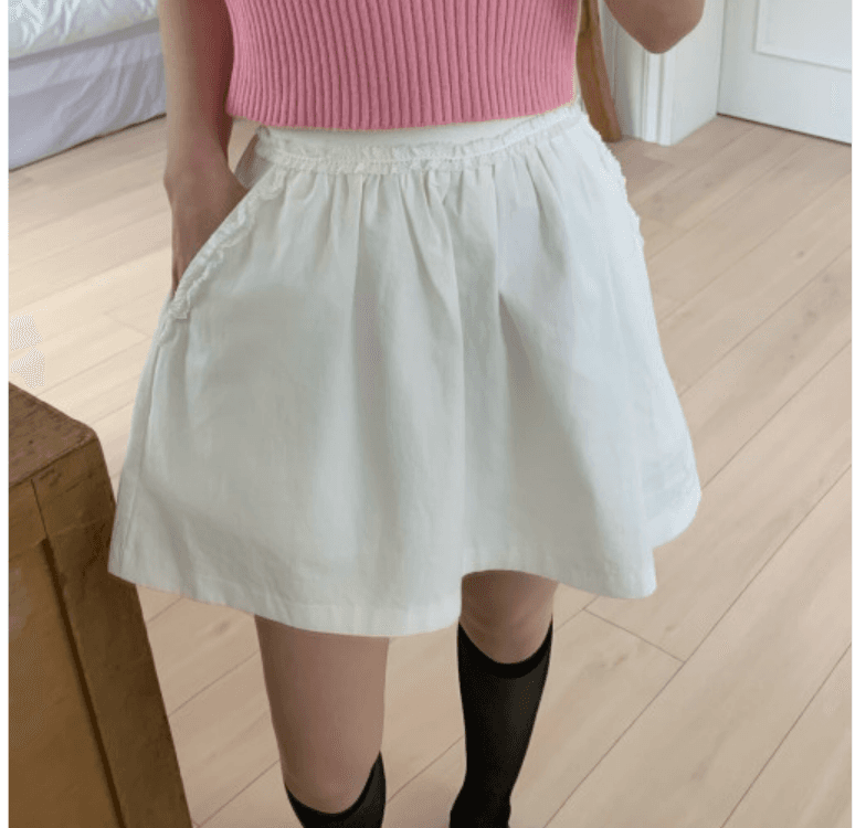 레이스 스커트 A라인 스커트 뒷밴딩 미니스커트