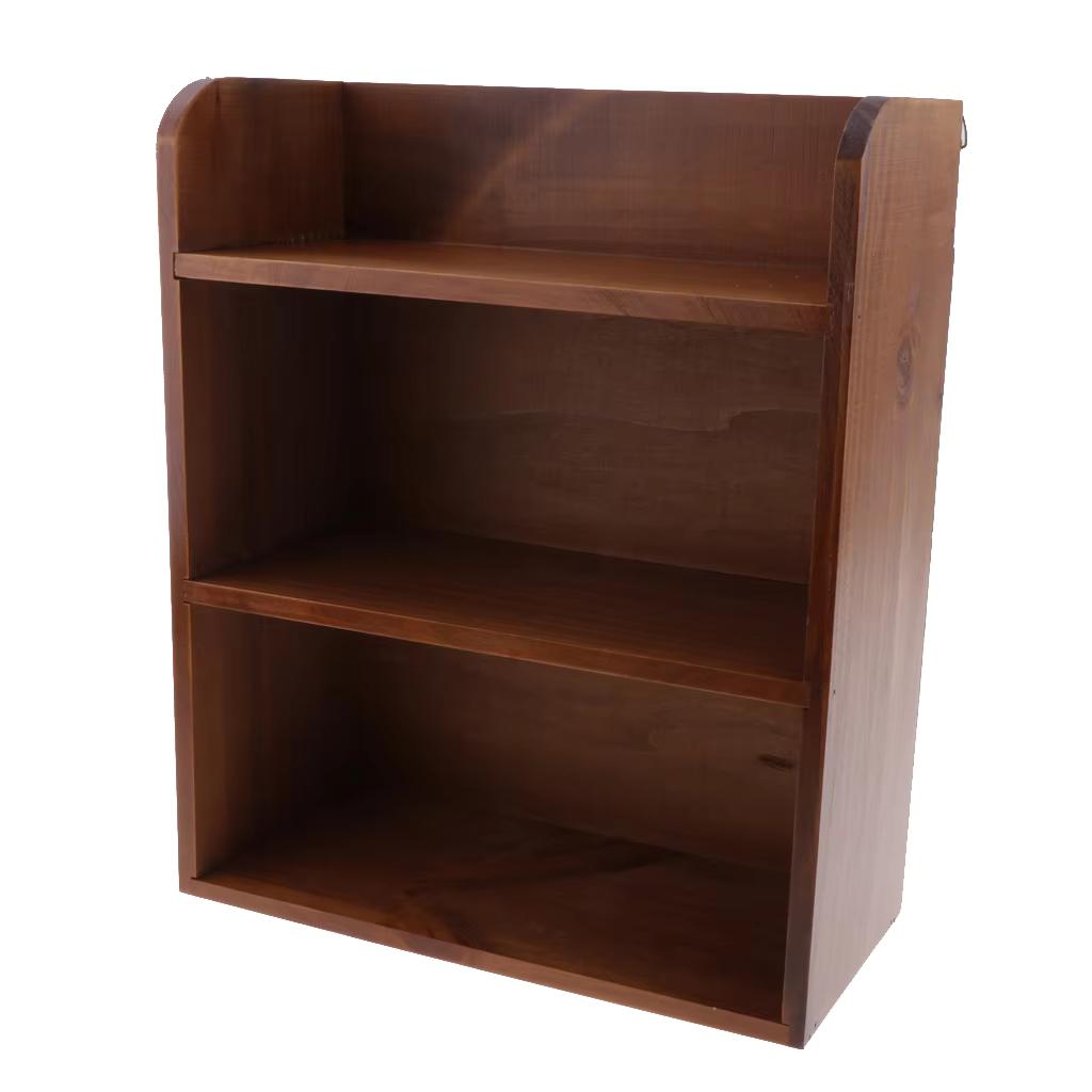 3 층 탁상 나무 보관 정리 선반, 벽 보관 선반