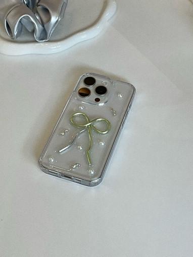 [Green] Unbalanced Ribbon Resin Case 언발 리본 레진 케이스 / 러빈히어