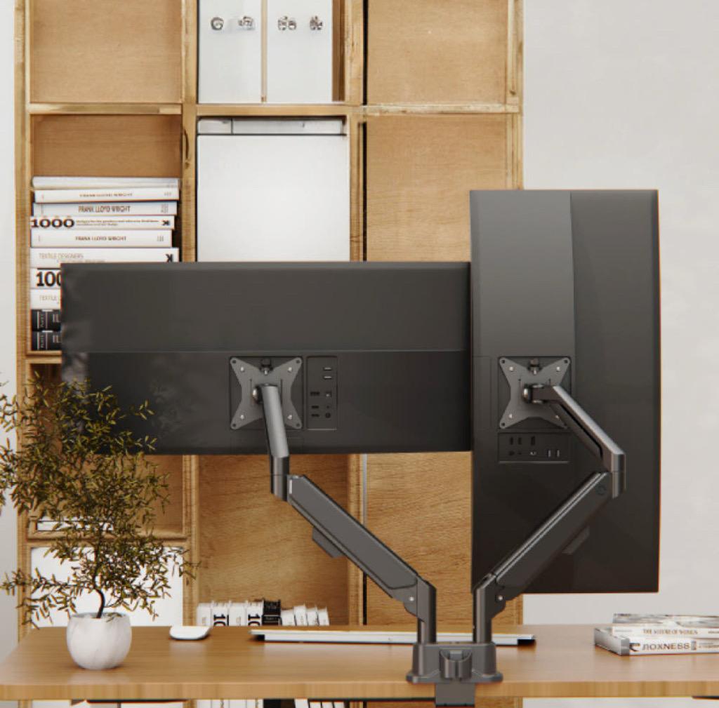 루나랩 모니터암 거치대 듀얼 32인치 벽면밀착 스냅 모니터암