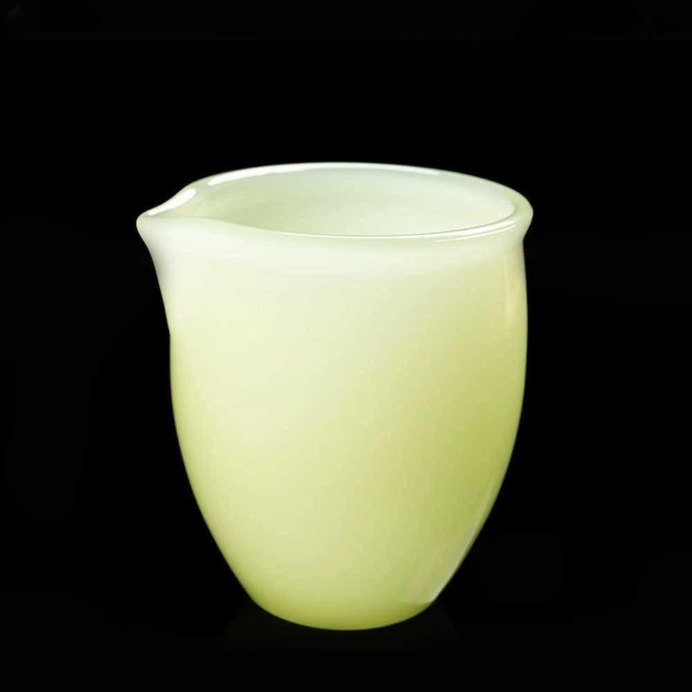 레몬 옐로우 옥 유리 글라스 공도배 숙우 200ml