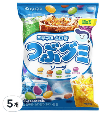 카수가이 쯔부구미 소다향, 65g, 5개 - 젤리빈 | 쿠팡
