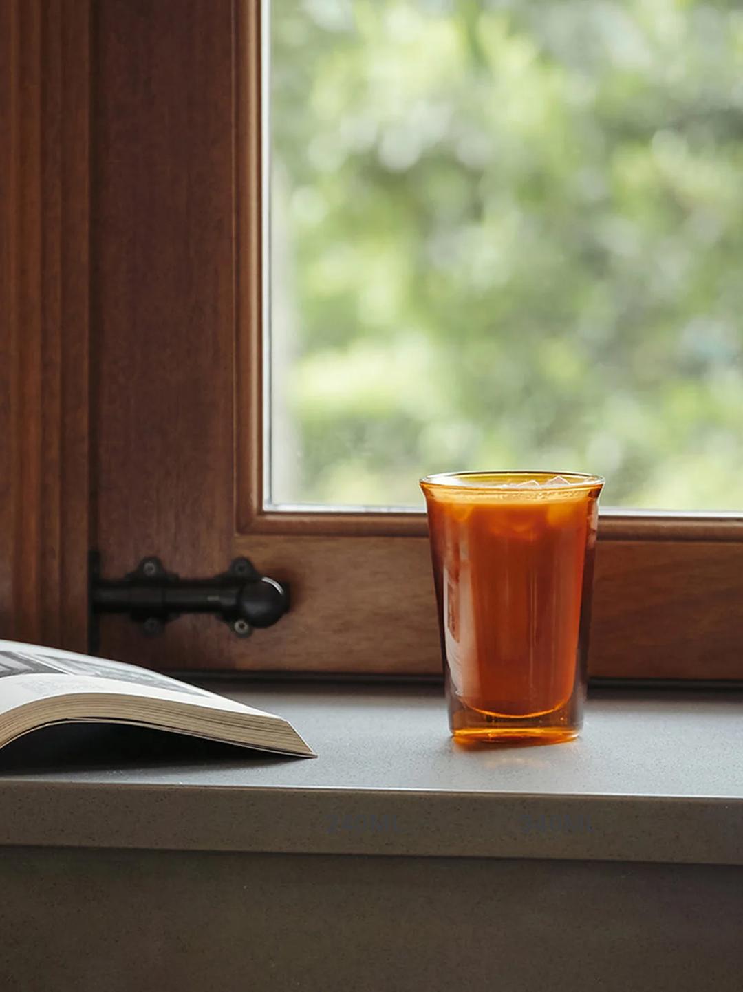 Cast Amber Double Wall Glass