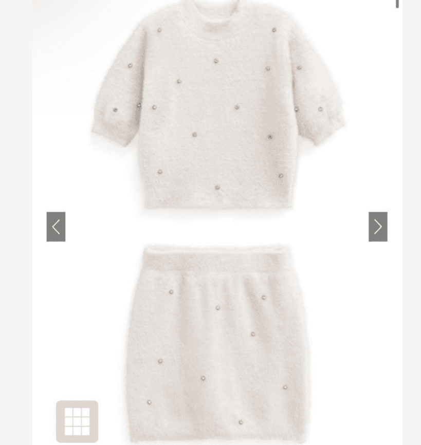 GRL ニットセットアップ ラインストーンシャギーニットセットアップ kz584