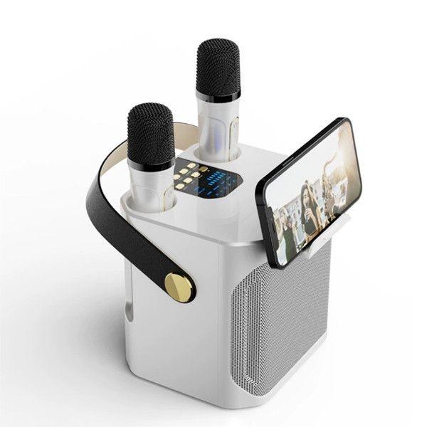 [해외] 미니 노래방 마이크 듀얼 휴대용 블루투스 스피커 노래방