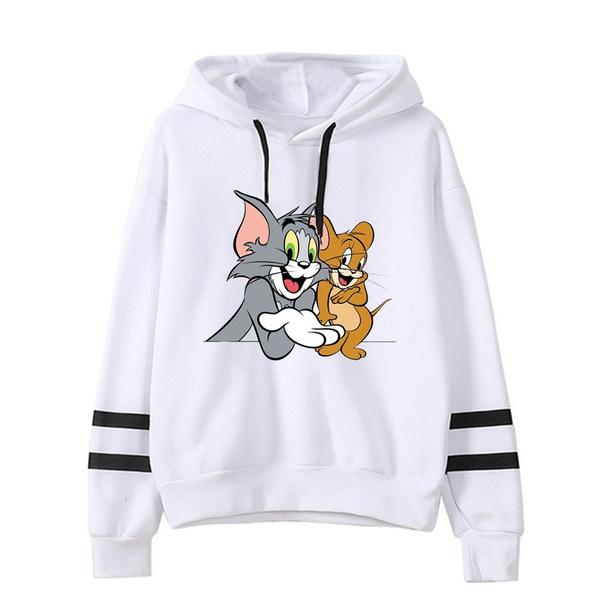 2021 새로운 패션 가을 여성 톰과 제리 만화 인쇄 후드 후드 스웨터