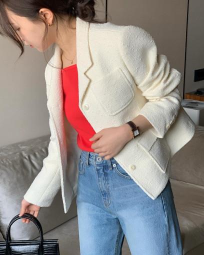 버베인 올슨 트위드 숏 자켓 (2color)