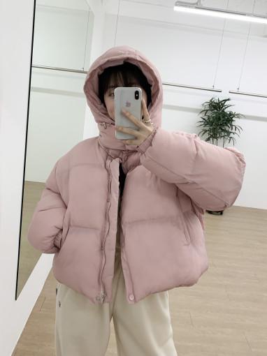 덕 다운 후드 패딩 점퍼 (탈부착 가능) 아이보리, 인디핑크, 블랙