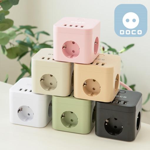 보코 USB 멀티탭 큐브 디자인 인테리어 3구 캠핑 여행용 멀티 콘센트