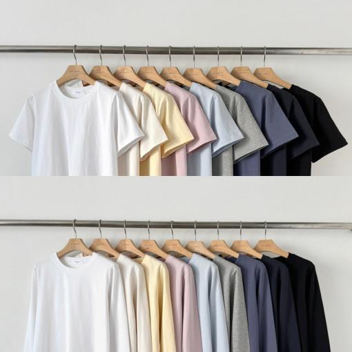 에이블앤코 유스 면 스판 반팔 세미 반 크롭 무지 티셔츠 able co