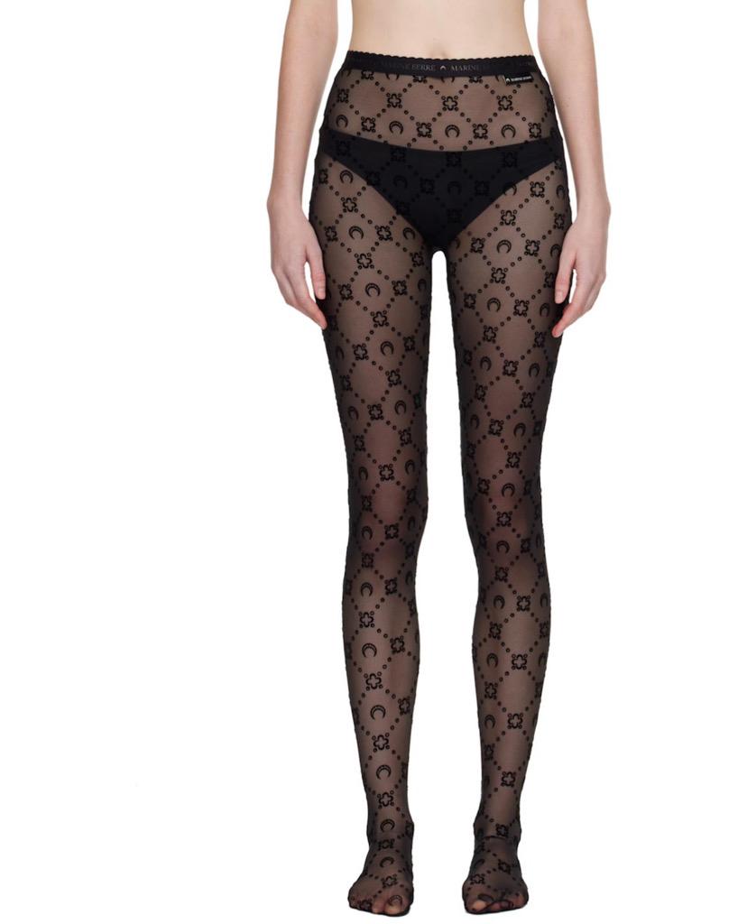 Black Recycled Mesh Flock Tights