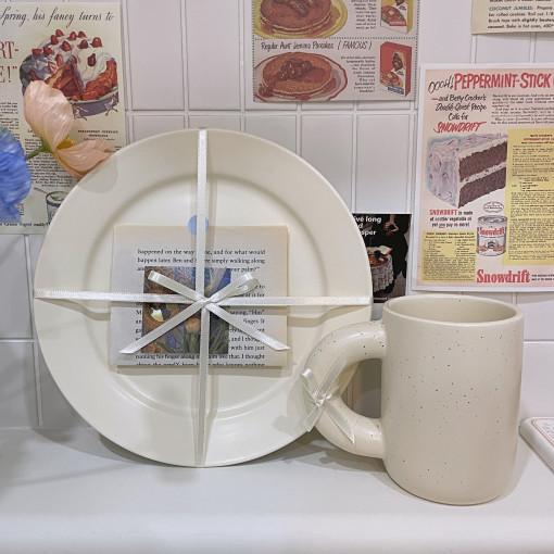 크림 플레이트 접시+머그 컵 선물세트 집들이 결혼 돌잔치 답례품 : Seuliah:Market