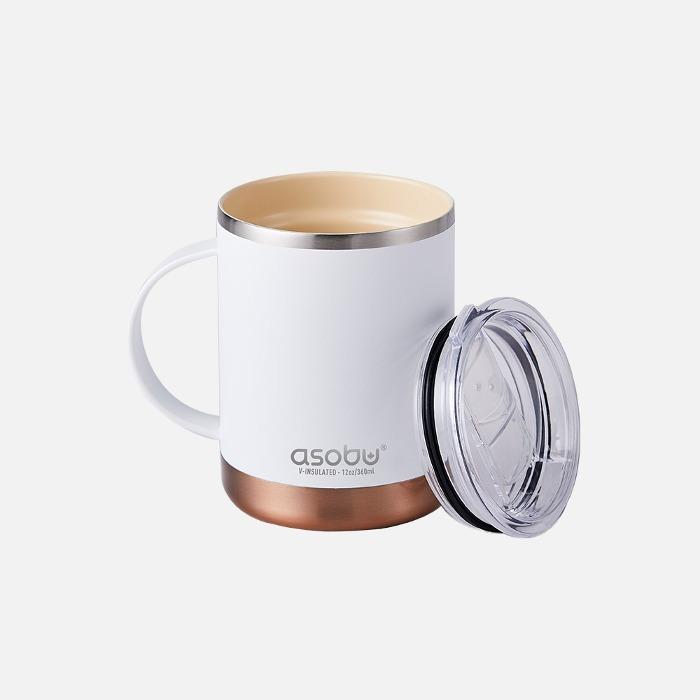 아소부 진공 스테인리스 세라믹코팅 얼티밋 머그컵 360ml 화이트