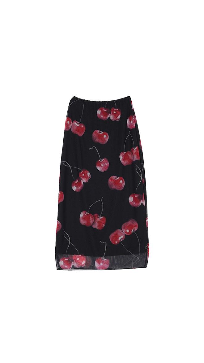 포그 롱 메쉬 스커트_체리