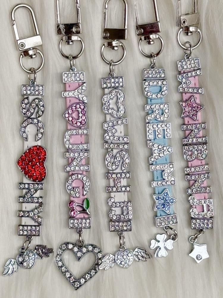 [스마일체리] 주문제작 블링 텍스트 큐빅 이니셜키링