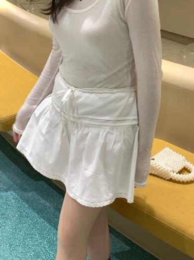 레이스스커트 셔링 프릴 리본스커트