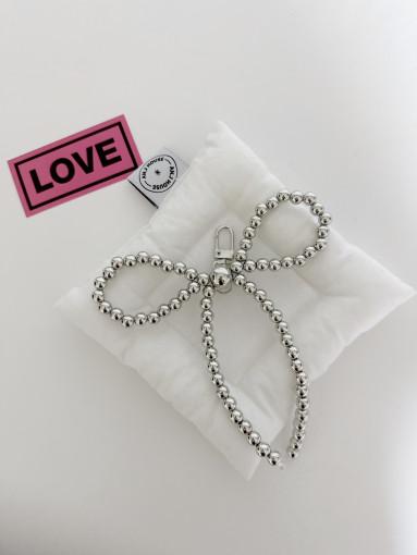 [부착형고리 포함] 진주 볼 빅 리본 포인트 가방키링 / 핸드폰스트랩