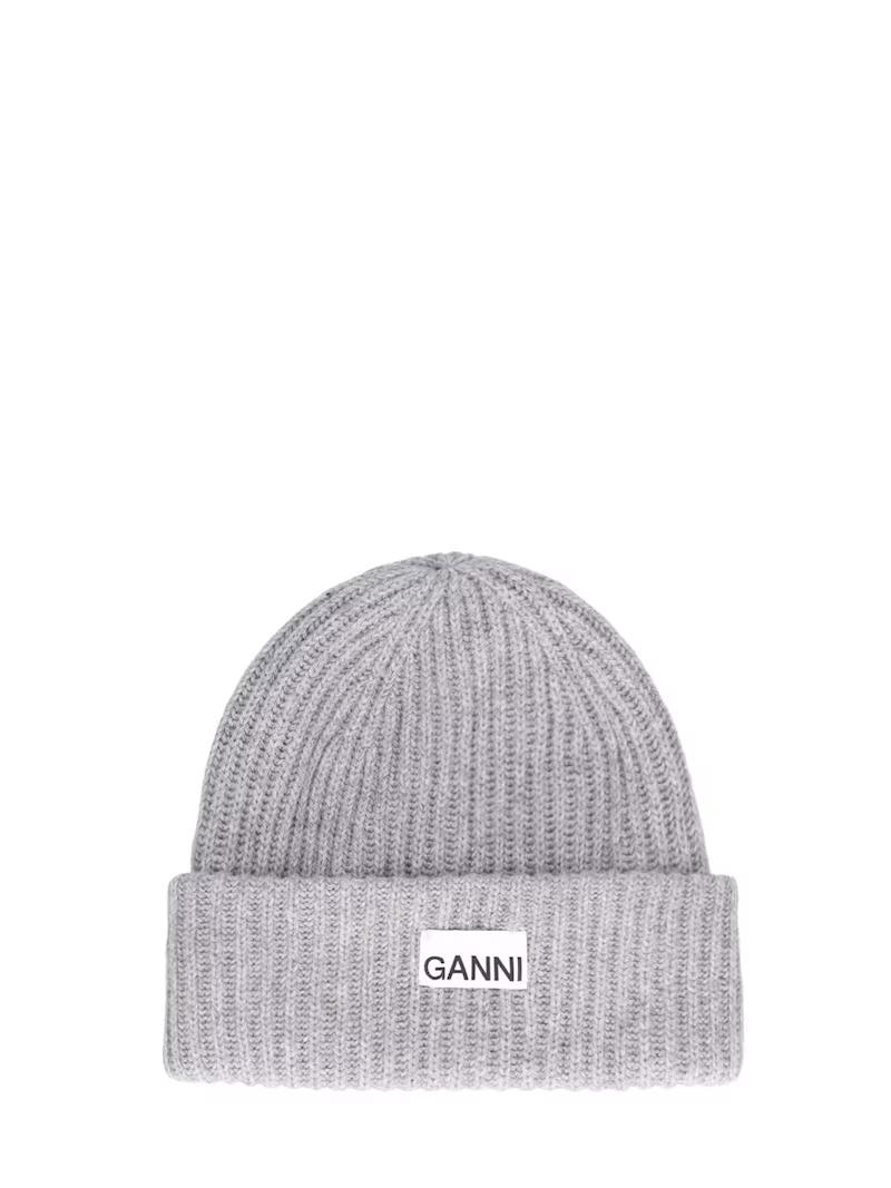 Structured rib knit wool beanie