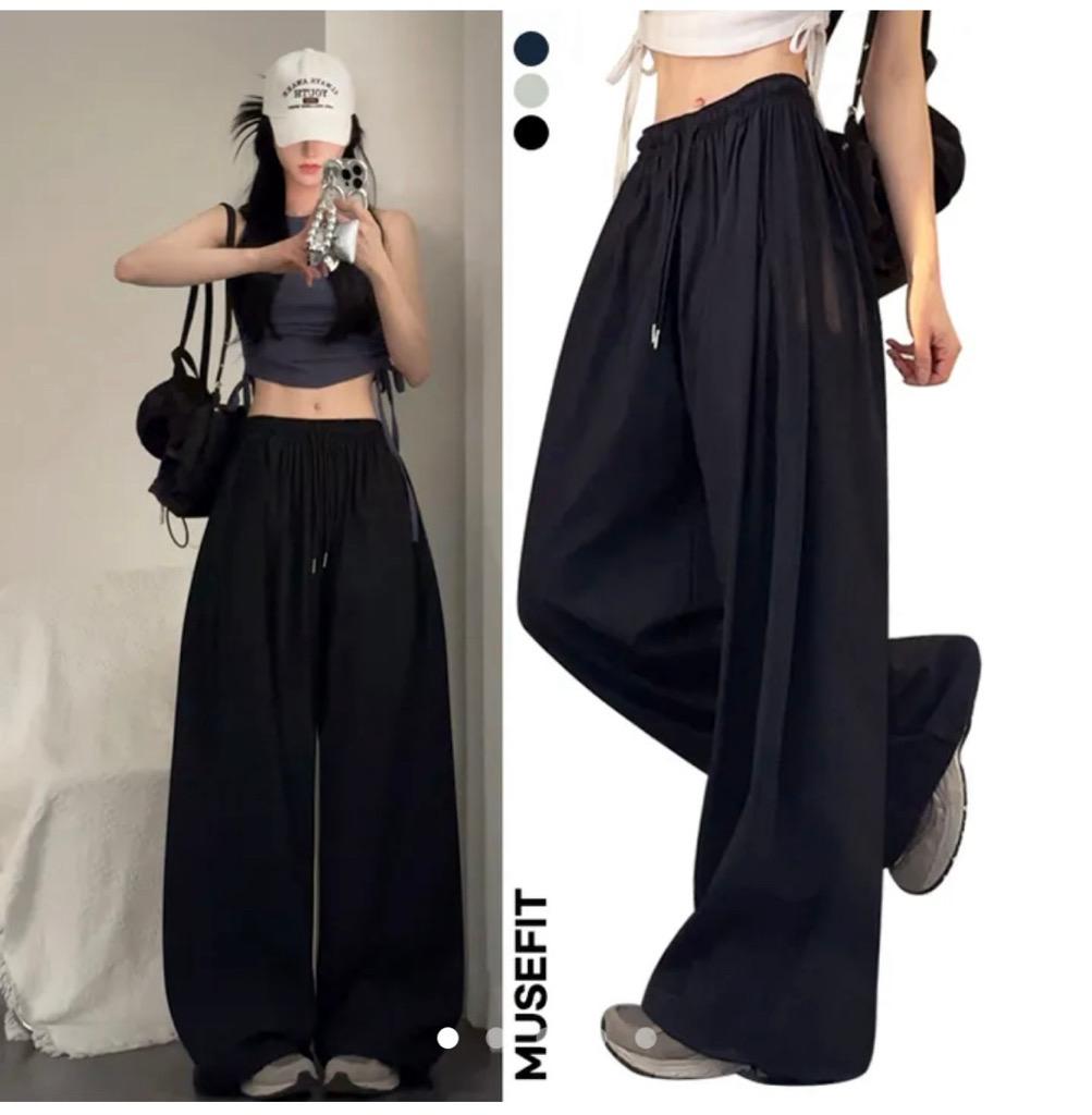 *장마템☂*-5도쿨핏❄여름버전❄*사이드핀턱+숏,일반,롱* 생활방수 여름장마템💕 바스락 쿨 밴딩 옆 볼륨 와이드 허얇골넓 롱 팬츠 - 3COL