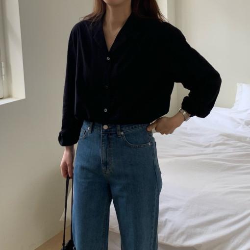 Fllanel 플라넬 프론토블라우스 오픈카라블라우스 (당일배송/2color)