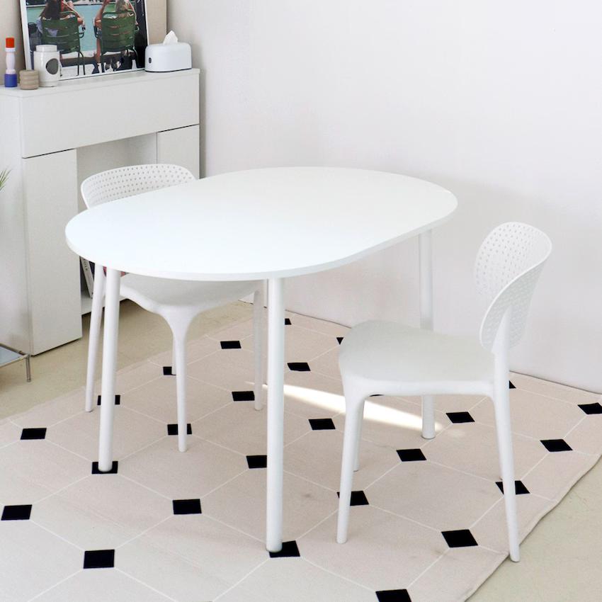 타원형 라미네이트 화이트식탁 1200size