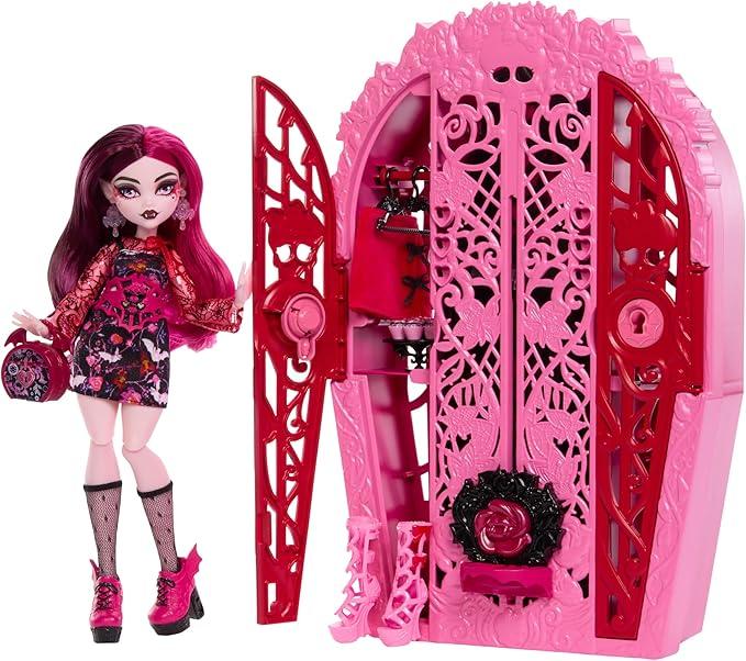 Monster High Skulltimate Secrets 인형 및 액세서리 세트, 가든 미스터리 드라큘라우라, 공개 옷장 및 옷과 같은 19개 이상의 티 파티 서프라이즈 포함