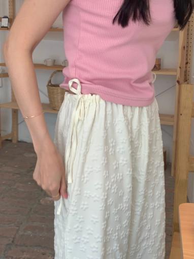 [르아브르][아이당일] 데이지 꽃 자수 팬츠, 여자 밴딩바지 