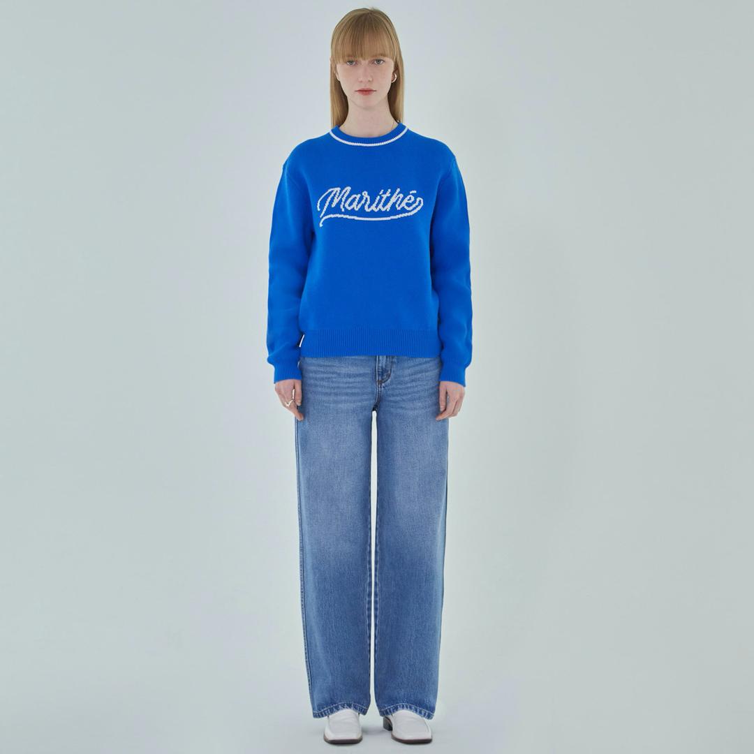 W HIGH STRAIGHT DENIM PANTS blue