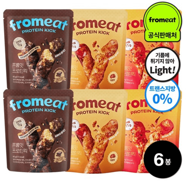 프롬잇 프로틴킥 3종 혼합 (진한초코맛+핵매운맛+약과맛) 고단백질 과자 칼로리 낮은 간식 튀기지않은 트랜스지방0%, 40g, 6개 - 기타과자 | 쿠팡