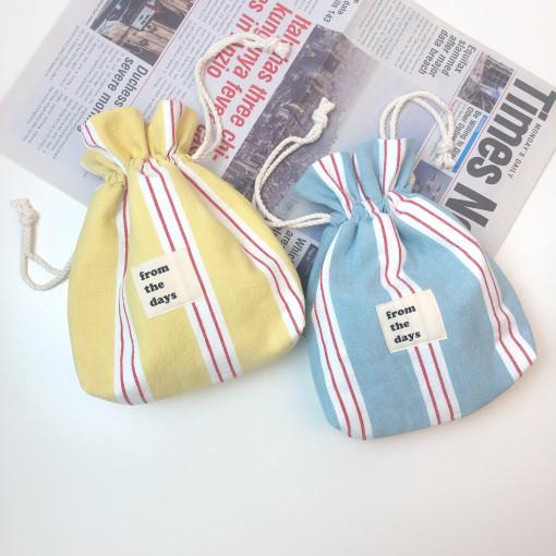 [자체제작/S,M] 스트라이프 복조리 파우치 / 스트링 파우치 손목 가방