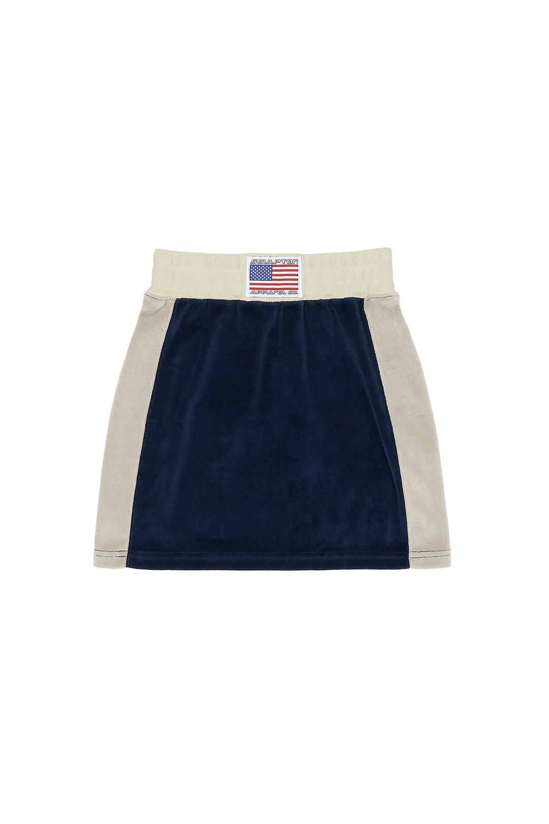 Velour Track Skirt Navy/Gray