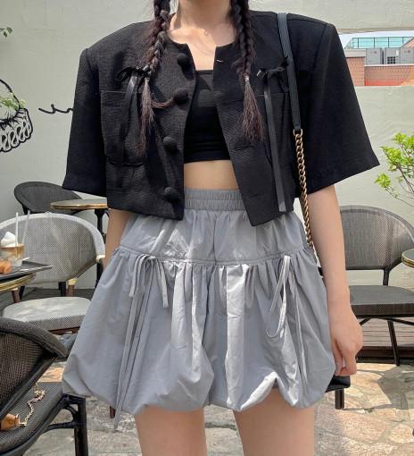 [무배] 리본 벌룬 밴딩 미니 스커트 (3color)