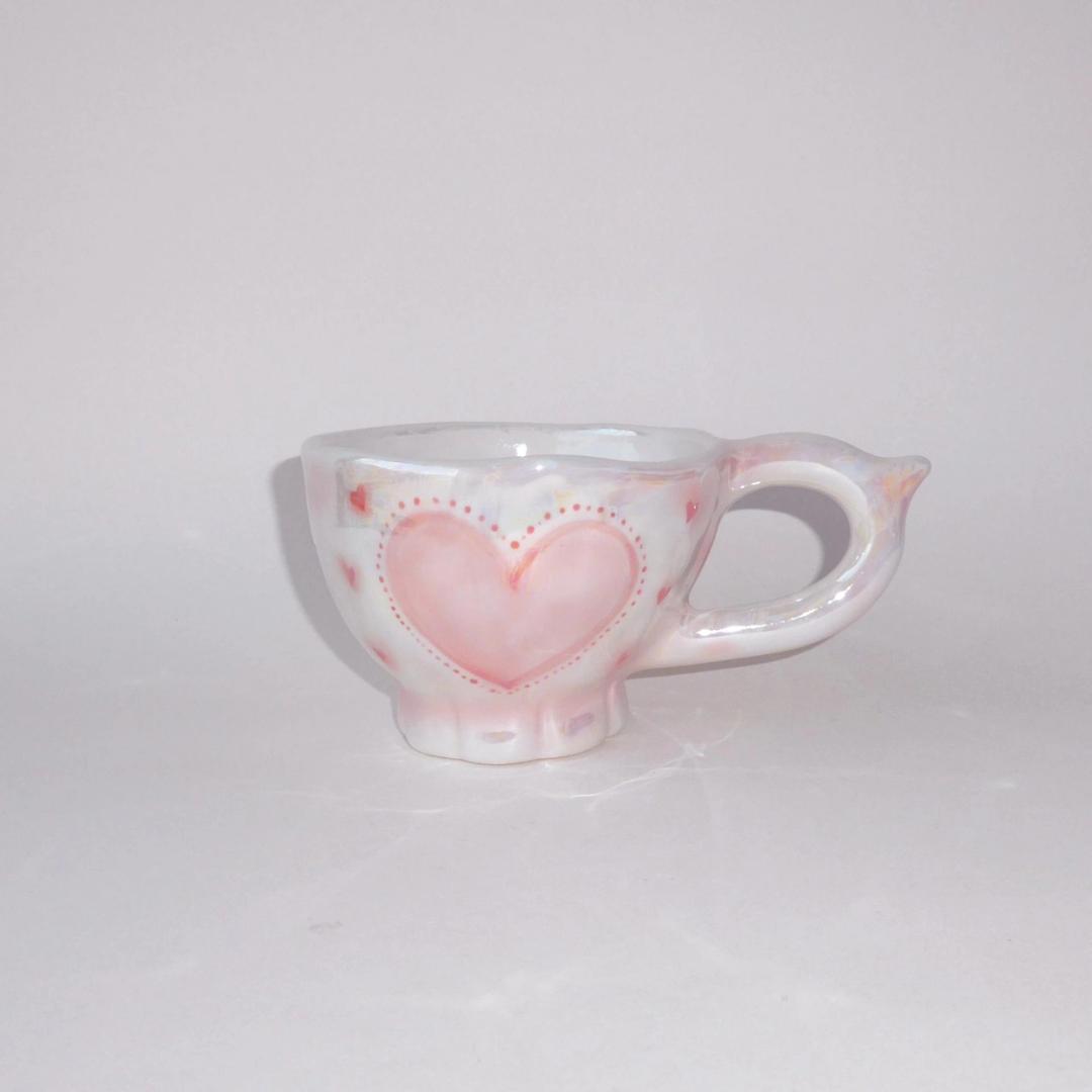 Horn handle cup - love (luster)