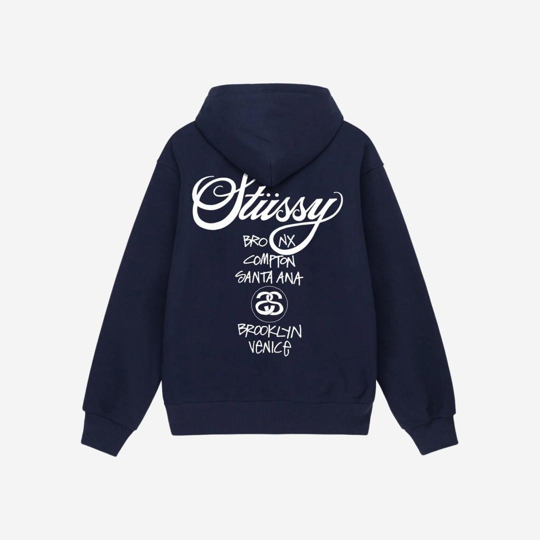 Stussy World Tour Hoodie Navy 2023