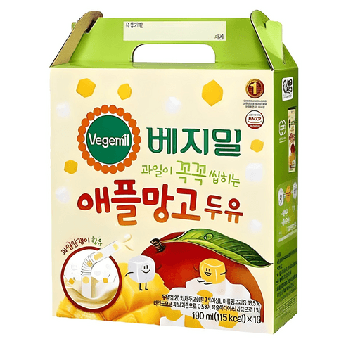 베지밀 과일이 꼭꼭 씹히는 애플망고 두유, 190ml, 16개 - 기타두유 | 쿠팡