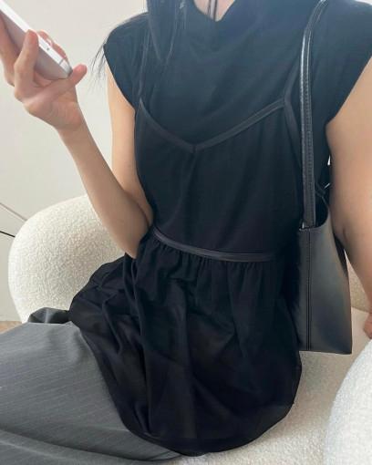 여성 레이어드 시스루 나시 뷔스티에