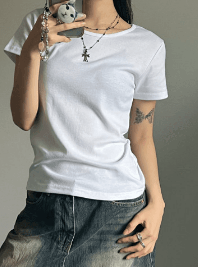 [1+1기획/기본핏 5컬러] 히엔 탄탄 유넥 스탠더드 무지 반팔 티셔츠