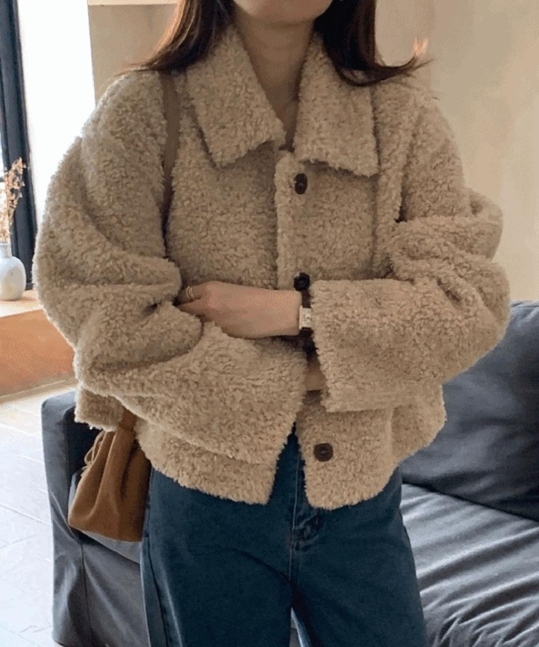 [따뜻해!/추천!] 테디 양털 카라 버튼 숏자켓