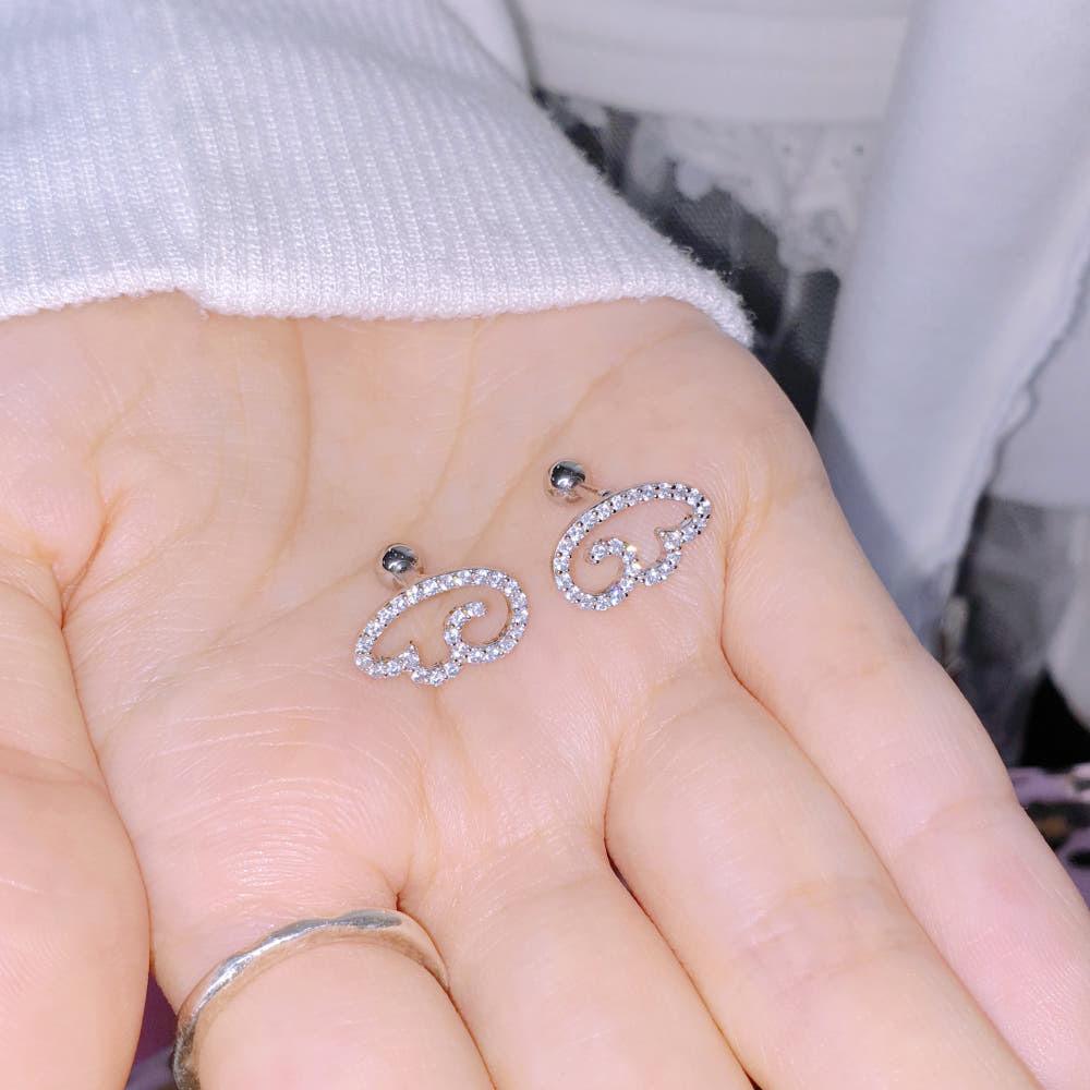 [only 다크젤리] 키라짱 큐빅 날개 피어싱 귀걸이