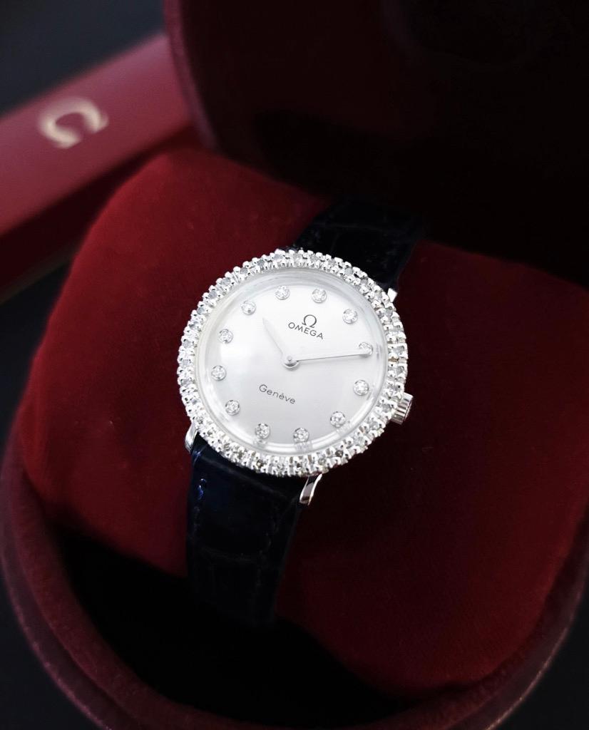 OMEGA GENEVE WITH DIAMONDS BEZEL WATCH 오메가 제네브 다이아 베젤 시계