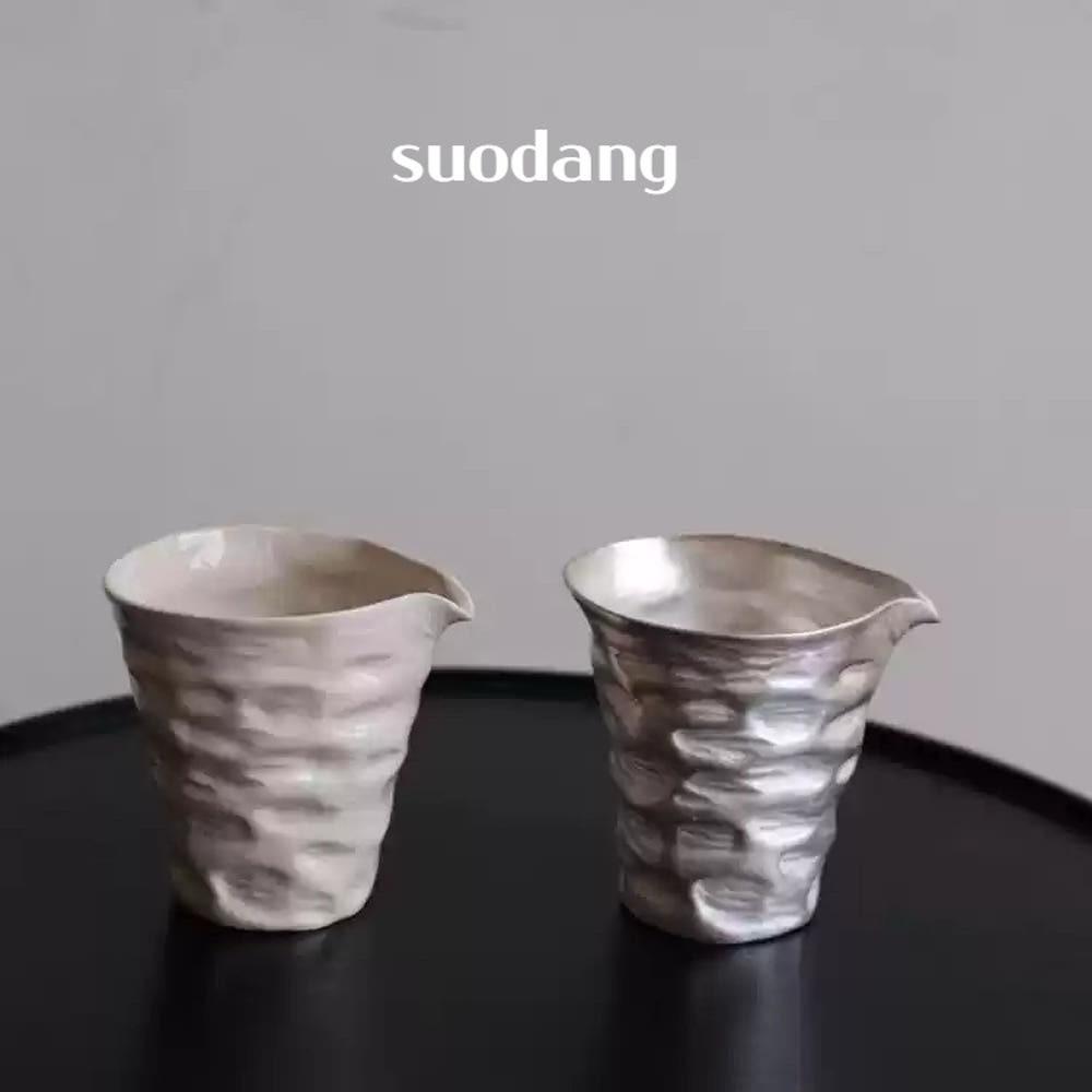 수오당 일본식 주름 무늬 도자기 공도배 숙우 140ml