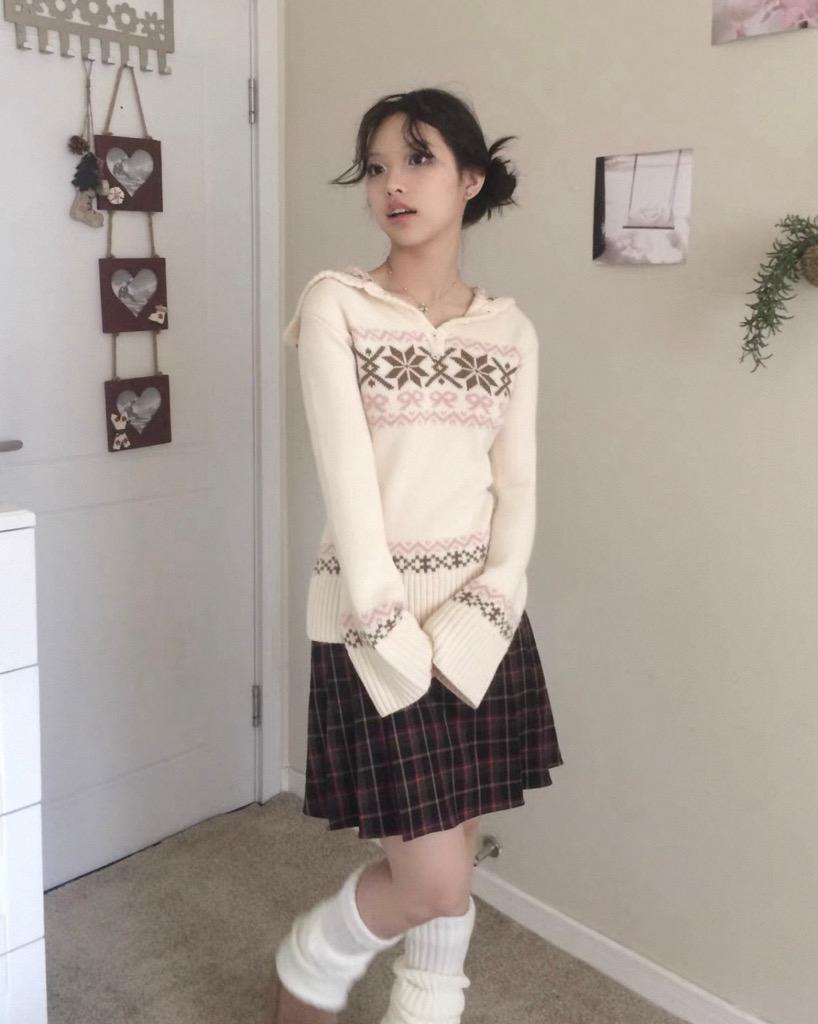 노르딕 슬림 후드 니트