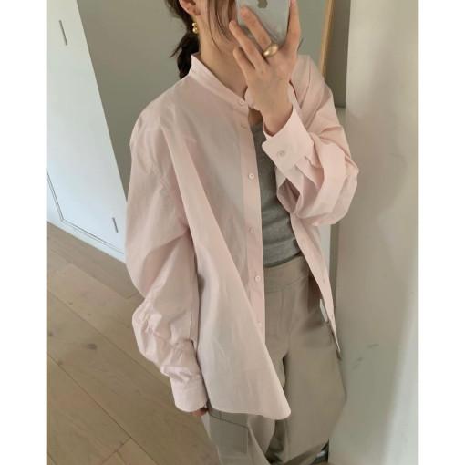 [SALE] (핑크 당일) Mare 마레 개더 퍼프 셔츠 박시핏 프릴 셔링 노카라 sh (3c)