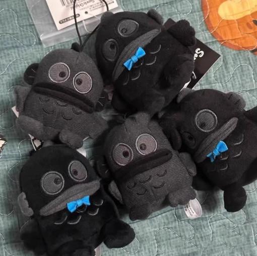 산리오 블랙 한교동 파란 리본 인형 키링 가방고리