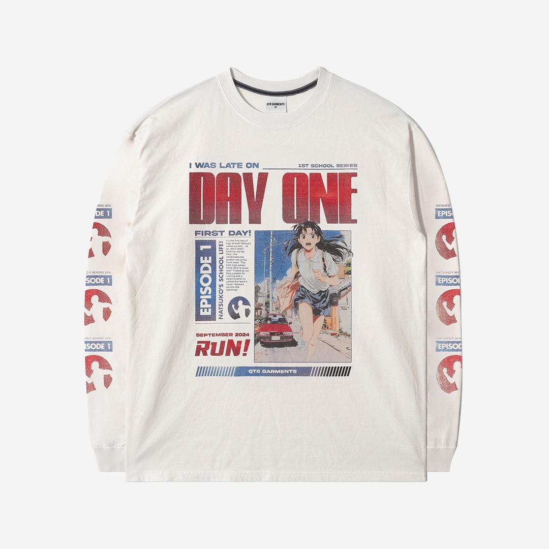 QT8 GARMENTS TL Day-1 Vintage Washed Long Sleeve Ecru