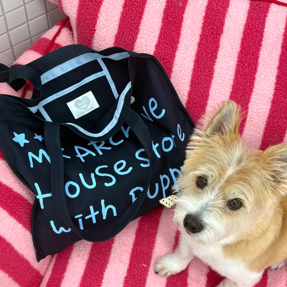 House with puppy Bag - Vintage navy