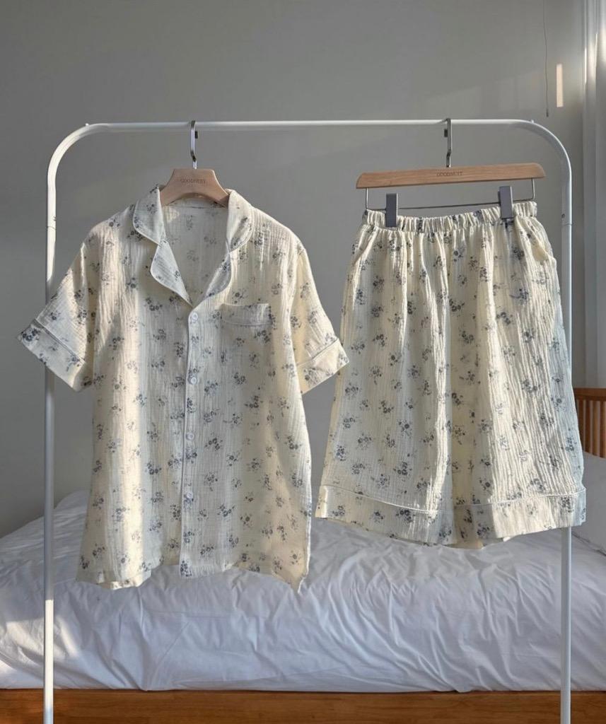 여름 커플 잠옷 퓨레 반팔 순면 빅사이즈 잠옷 세트