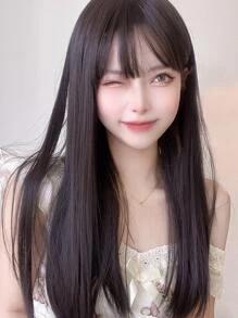 롱 스트레이트 인조 가발 , 앞머리 포함