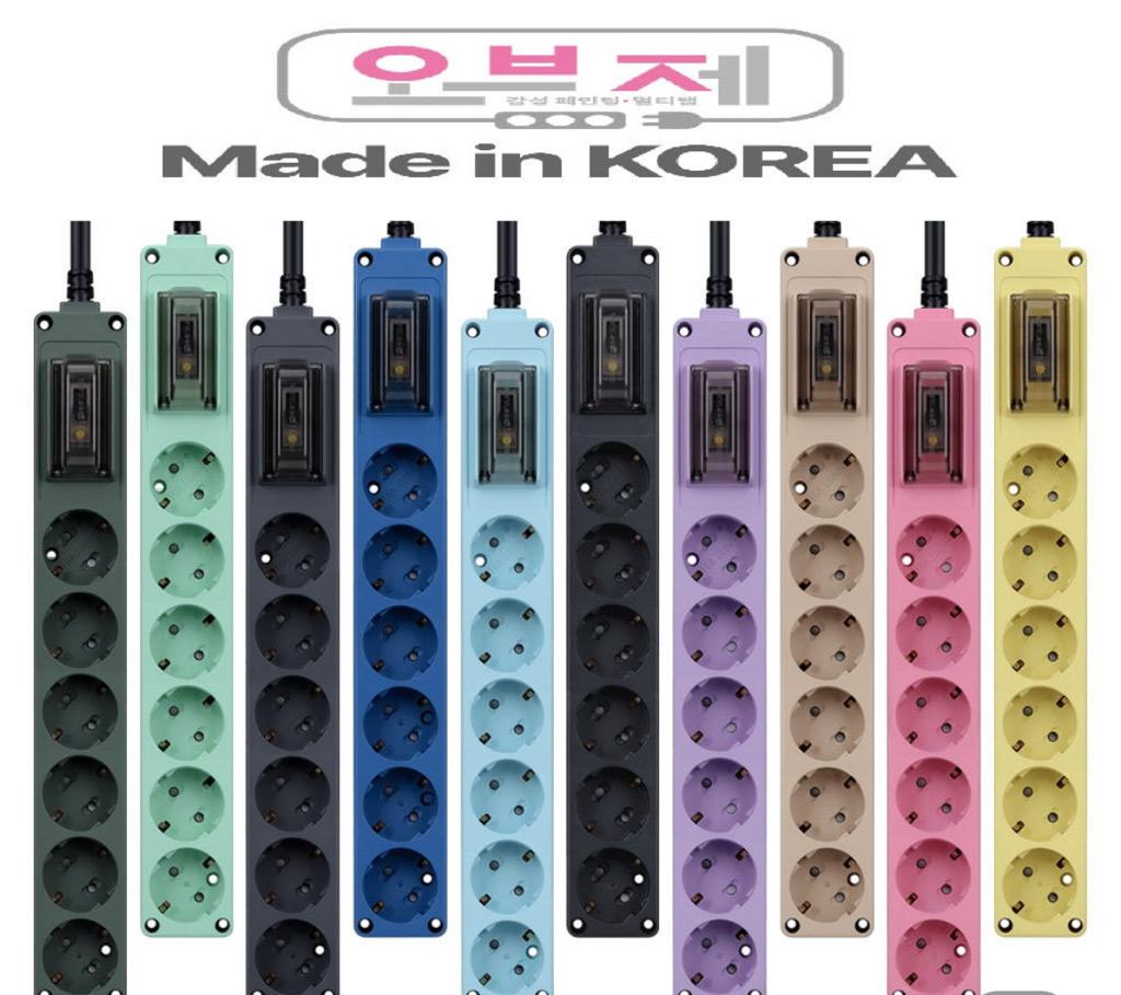 국산 현대 오브제 고용량 멀티탭 에어컨 4000W 누전차단 멀티콘센트 6구 1.5M